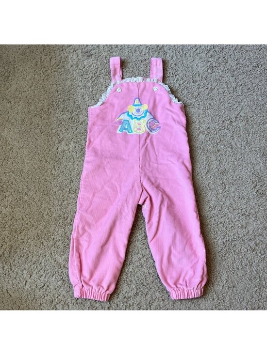 Buster Brown Other - Vintage 80s Buster Brown 18m Baby Toddler Girl Pink Corduroy Overalls Clown ABC
